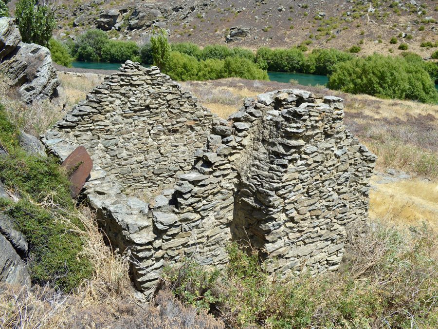 ruins of an old gold mining settlement in central otago new zealand